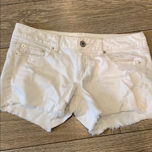 American Eagle White Distressed Shorts